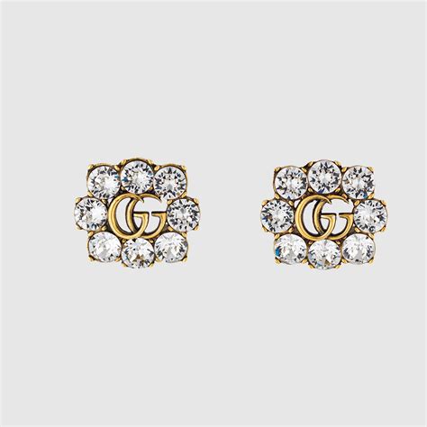 gucci gold flower earrings|Gucci monogram earrings.